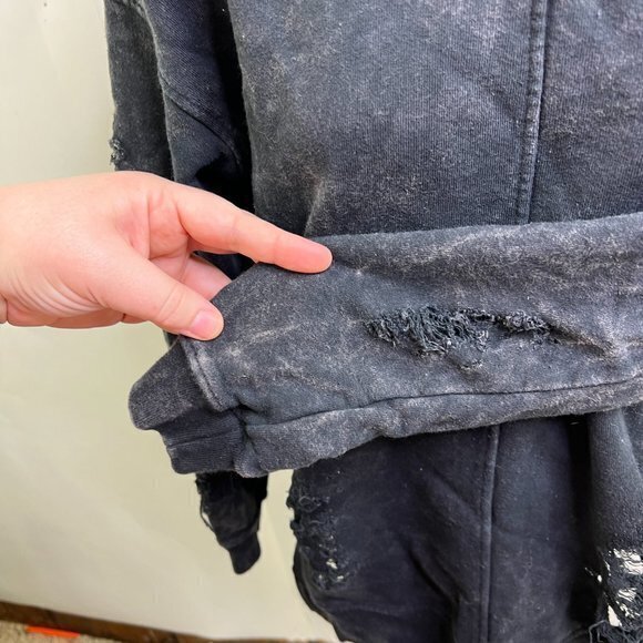 Joe's Jeans Bibiana Pullover XS Black Sweatshirt Distressed Destroyed Holes Used - Picture 8 of 13